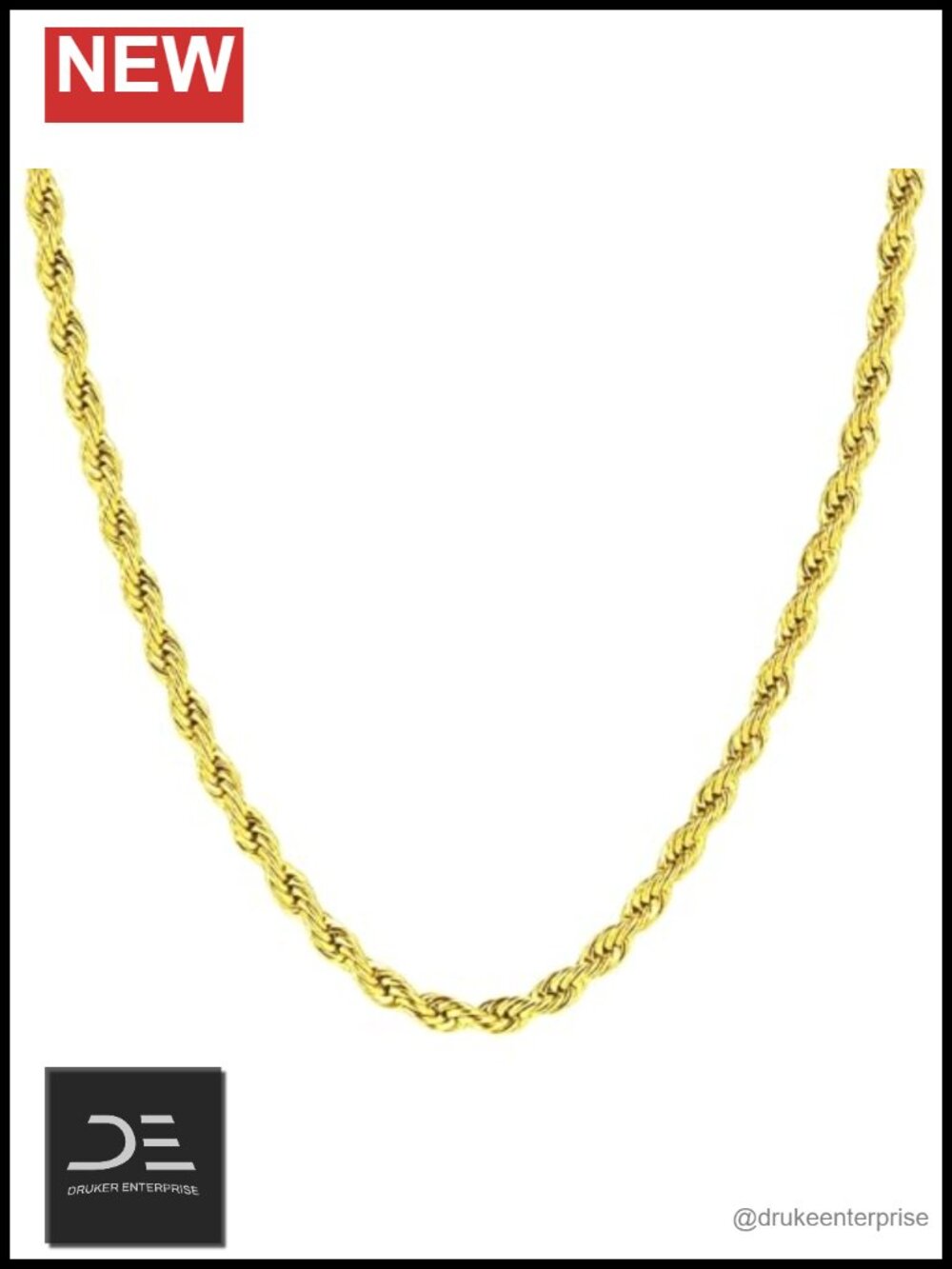 14K Solid Yellow Gold Twisted Rope Chain Necklace 30 Inch Lobster Clasp